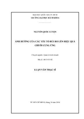 Luận văn thạc sĩ quản trị kinh doanh ảnh hưởng của các yếu tố rủi ro lên hiệu quả chuỗi cung ứng