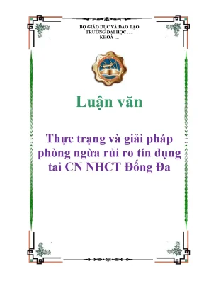Luận văn thực trạng và giải pháp phòng ngừa rủi ro tín dụng tai cn nhct đống đa