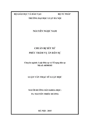 Luận văn thạc sĩ luật học chuẩn bị xét xử phúc thẩm vụ án dân sự