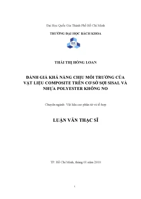 Luận văn thạc sĩ công nghệ vật liệu đánh giá khả năng chịu môi trường của vật liệu composite trên cơ sở sợi sisal và nhựa polyester không no