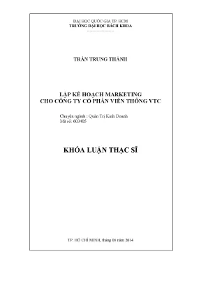 Luận văn thạc sĩ quản trị kinh doanh lập kế hoạch marketing cho công ty cổ phần viễn thông vtc