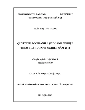 Luận văn thạc sĩ luật học quyền tự do thành lập doanh nghiệp theo luật doanh nghiệp năm 2014