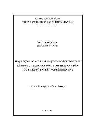 Luận văn thạc sĩ tôn giáo học hoạt động hoằng pháp phật giáo việt nam tỉnh lâm đồng trong đời sống tinh thần của dân tộc thiểu số tại tây nguyên hiện nay
