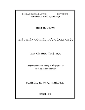 Luận văn thạc sĩ luật học điều kiện có hiệu lực của di chúc