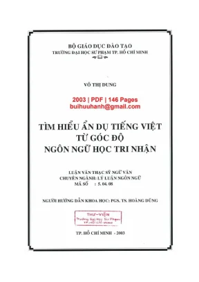 Luận văn thạc sĩ ngữ văn tìm hiểu ẩn dụ tiếng việt từ góc độ ngôn ngữ học tri nhận