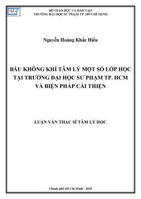 Luận văn thạc sĩ tâm lý học bầu không khí tâm lý một số lớp học tại trường đại học sư phạm tp hcm và biện pháp cải thiện