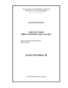 Luận văn thạc sĩ khoa học máy tính tóm tắt ý kiến trên cơ sở phân loại cảm xúc