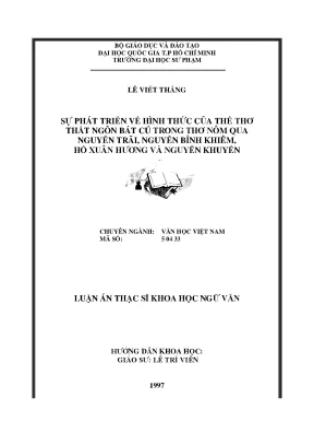 Luận văn thạc sĩ khoa học ngữ văn sự phát triển về hình thức của thể thơ thất ngôn bát cú trong thơ nôm của nguyễn trãi nguyễn bỉnh khiêm hồ xuân hương và nguyễn khuyến
