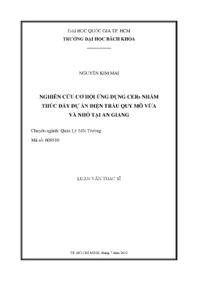 Luận văn thạc sĩ quản lý môi trường nghiên cứu cơ hội ứng dụng cers nhằm thúc đẩy dự án điện trấu quy mô vừa và nhỏ tại an giang