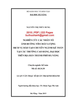 Luận văn thạc sĩ quản trị kinh doanh nghiên cứu các nhân tố ảnh hưởng tới chất lượng dịch vụ đào tạo chuyên ngành kế toán tại các trường cao đẳng đại học trên địa bàn thành phố đà nẵng