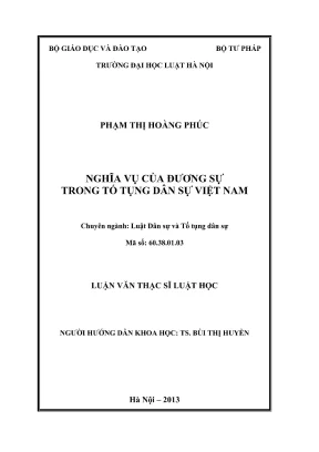 Luận văn thạc sĩ luật học nghĩa vụ của đương sự trong tố tụng dân sự việt nam