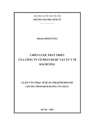 Luận văn thạc sĩ quản trị kinh doanh chiến lược phát triển của công ty cổ phần dược vật tư y tế hải dương
