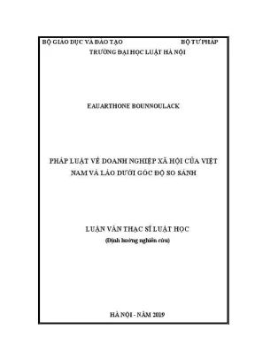 Luận văn thạc sĩ luật học pháp luật về doanh nghiệp xã hội của việt nam và lào dưới góc độ so sánh