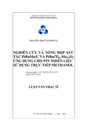 Luận văn thạc sĩ kỹ thuật hóa học nghiên cứu và tổng hợp xúc tác ptrumo
