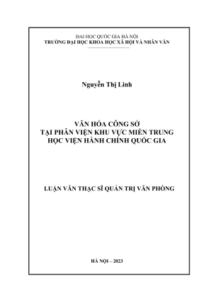 Luận văn thạc sĩ quản trị văn phòng văn hoá công sở tại phân viện khu vực miền trung học viện hành chính quốc gia