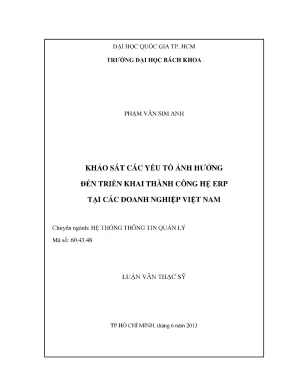 Luận văn thạc sĩ hệ thống thông tin quản lý khảo sát các yếu tố ảnh hưởng đến triển khai thành công hệ thống erp tại các doanh nghiệp việt nam