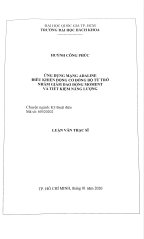 Luận văn thạc sĩ kỹ thuật điện ứng dụng mạng adaline điều khiển động cơ đồng bộ từ trở nhằm giảm dao động moment và tiết kiệm năng lượng