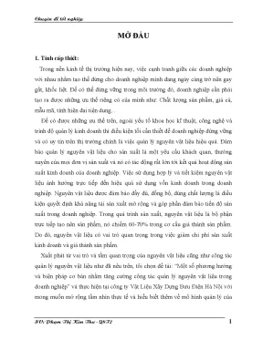 Luận văn một số phương hướng và biện pháp cơ bản nhằm tăng cường công tác quản lý nguyên vật liệu trong doanh nghiệp
