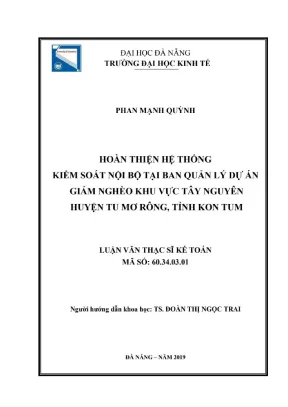 Luận văn thạc sĩ kế toán hoàn thiện hệ thống kiểm soát nội bộ tại ban quản lý dự án giảm nghèo khu vực tây nguyên huyện tu mơ rông