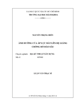 Luận văn thạc sĩ địa kỹ thuật xây dựng ảnh hưởng của áp lực đất lên hệ giằng chống hố đào sâu