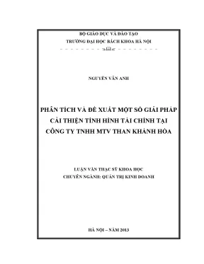 Luận văn thạc sĩ khoa học phân tích và đề xuất một số giải pháp cải thiện tình hình tài chính tại công ty tnhh mtv than khánh hòa