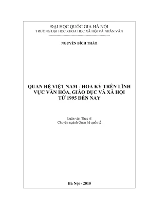 Luận văn thạc sĩ quan hệ quốc tế quan hệ việt nam hoa kỳ trên lĩnh vực văn hóa giáo dục và xã hội từ 1995 đến nay