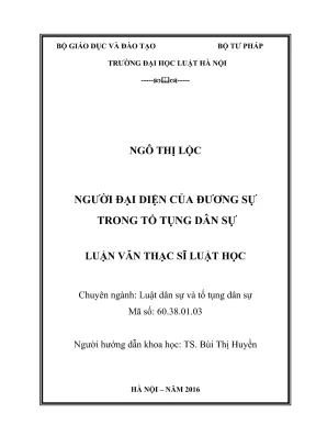 Luận văn thạc sĩ luật học người đại diện của đương sự trong tố tụng dân sự