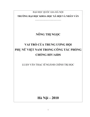 Luận văn thạc sĩ chính trị học vai trò của trung ương hội phụ nữ việt nam trong công tác phòng chống hivaisd