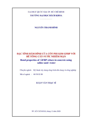 Luận văn thạc sĩ kỹ thuật xây dựng đặc tính bám dính của cốt phi kim gfrp với bê tông cátnước nhiễm mặn