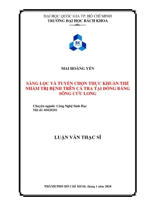 Luận văn thạc sĩ công nghệ sinh học sàng lọc và tuyển chọn thực khuẩn thể nhằm trị bệnh trên cá tra tại đồng bằng sông cửu long