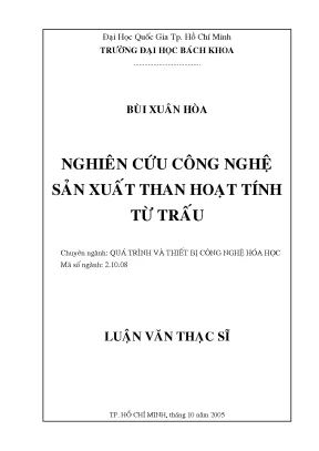 Luận văn thạc sĩ công nghệ hóa học nghiên cứu công nghệ sản xuất than hoạt tính từ trấu