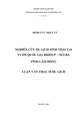 Luận văn thạc sĩ du lịch nghiên cứu du lịch sinh thái tại vườn quốc gia bidoup núi bà tỉnh lâm đồng