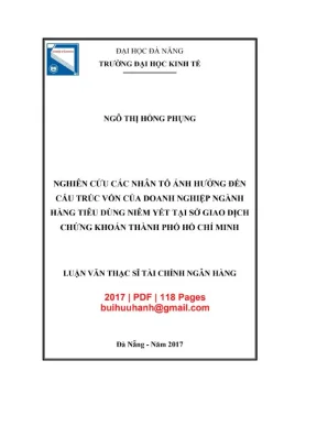 Luận văn thạc sĩ tài chính ngân hàng nghiên cứu các nhân tố ảnh hưởng đến cấu trúc vốn của doanh nghiệp ngành hàng tiêu dùng niêm yết tại sở giao dịch chứng khoán thành phố hồ chí minh