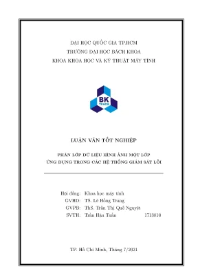 Luận văn tốt nghiệp khoa học máy tính phân lớp dữ liệu hình ảnh một lớp ứng dụng trong các hệ thống giám sát lỗi