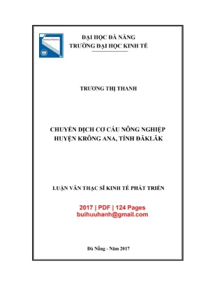 Luận văn thạc sĩ kinh tế phát triển chuyển dịch cơ cấu nông nghiệp huyện krông ana tỉnh đăk lăk