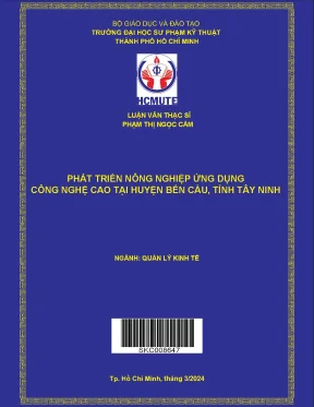 Luận văn thạc sĩ phát triển nông nghiệp ứng dụng công nghệ cao tại huyện bến cầu tỉnh tây ninh