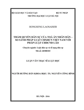 Luận văn thạc sĩ luật học thẩm quyền dân sự của tòa án nhân dân so sánh pháp luật chxhcn việt nam với pháp luật chdcnd lào