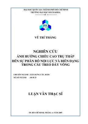Luận văn thạc sĩ kỹ thuật xây dựng nghiên cứu ảnh hưởng chiều trụ tháp đến sự phân bố nội lực và biến dạng trong cầu treo dây võng