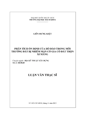 Luận văn thạc sĩ địa kỹ thuật xây dựng phân tích ổn định của hố đào trong môi trường đất bị nhiễm mặn có gia cố đất trộn xi măng