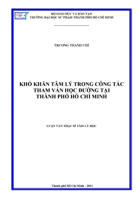 Luận văn thạc sĩ tâm lý học khó khăn tâm lý trong công tác tham vấn học đường tại thành phố hồ chí minh