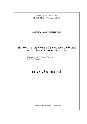 Luận văn thạc sĩ kỹ thuật vật liệu bê tông tự liền vết nứt ứng dụng cơ chế hoạt tính sinh học vi khuẩn