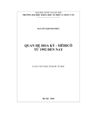 Luận văn thạc sĩ quốc tế học quan hệ hoa kỳ mêhicô từ 1992 đến nay