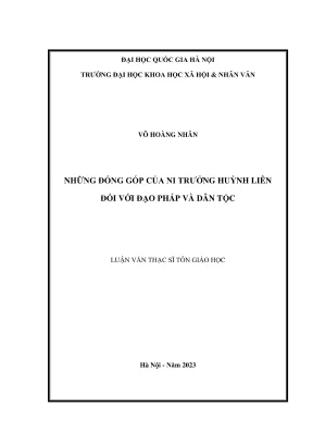 Luận văn thạc sĩ tôn giáo học những đóng góp của ni trưởng huỳnh liên đối với đạo pháp và dân tộc
