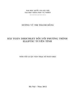 Luận văn thạc sĩ toán học bài toán dirichlet đối với phương trình elliptic tuyến tính