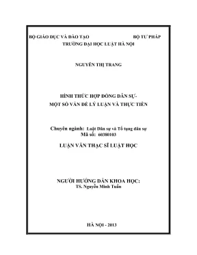 Luận văn thạc sĩ luật học hình thức hợp đồng dân sự một số vấn đề lý luận và thực tiễn