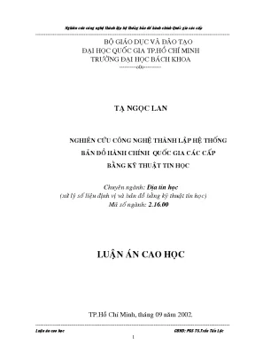 Luận văn thạc sĩ địa tin học nghiên cứu công nghệ thành lập hệ thống bản đồ hành chính quốc gia các cấp bằng kỹ thuật tin học