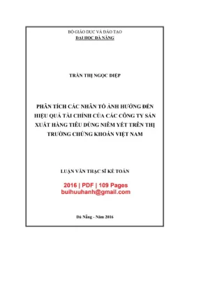 Luận văn thạc sĩ tài chính ngân hàng phân tích các nhân tố ảnh hưởng đến hiệu quả tài chính dài hạn của các công ty sản xuất hàng tiêu dùng niêm yết trên thị trường chứng khoán việt nam