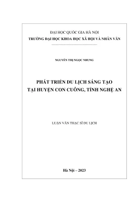 Luận văn thạc sĩ du lịch phát triển du lịch sáng tạo tại huyện con cuông tỉnh nghệ an