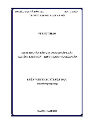 Luận văn thạc sĩ luật học kiểm tra văn bản quy phạm pháp luật tại tỉnh lạng sơn