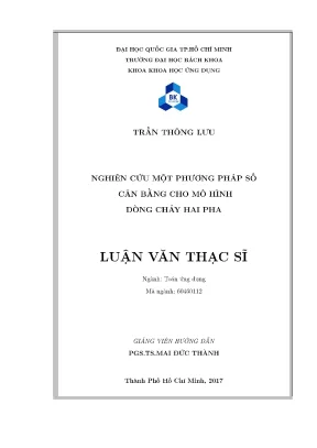 Luận văn thạc sĩ toán ứng dụng nghiên cứu một phương pháp số cân bằng cho mô hình dòng chảy hai pha